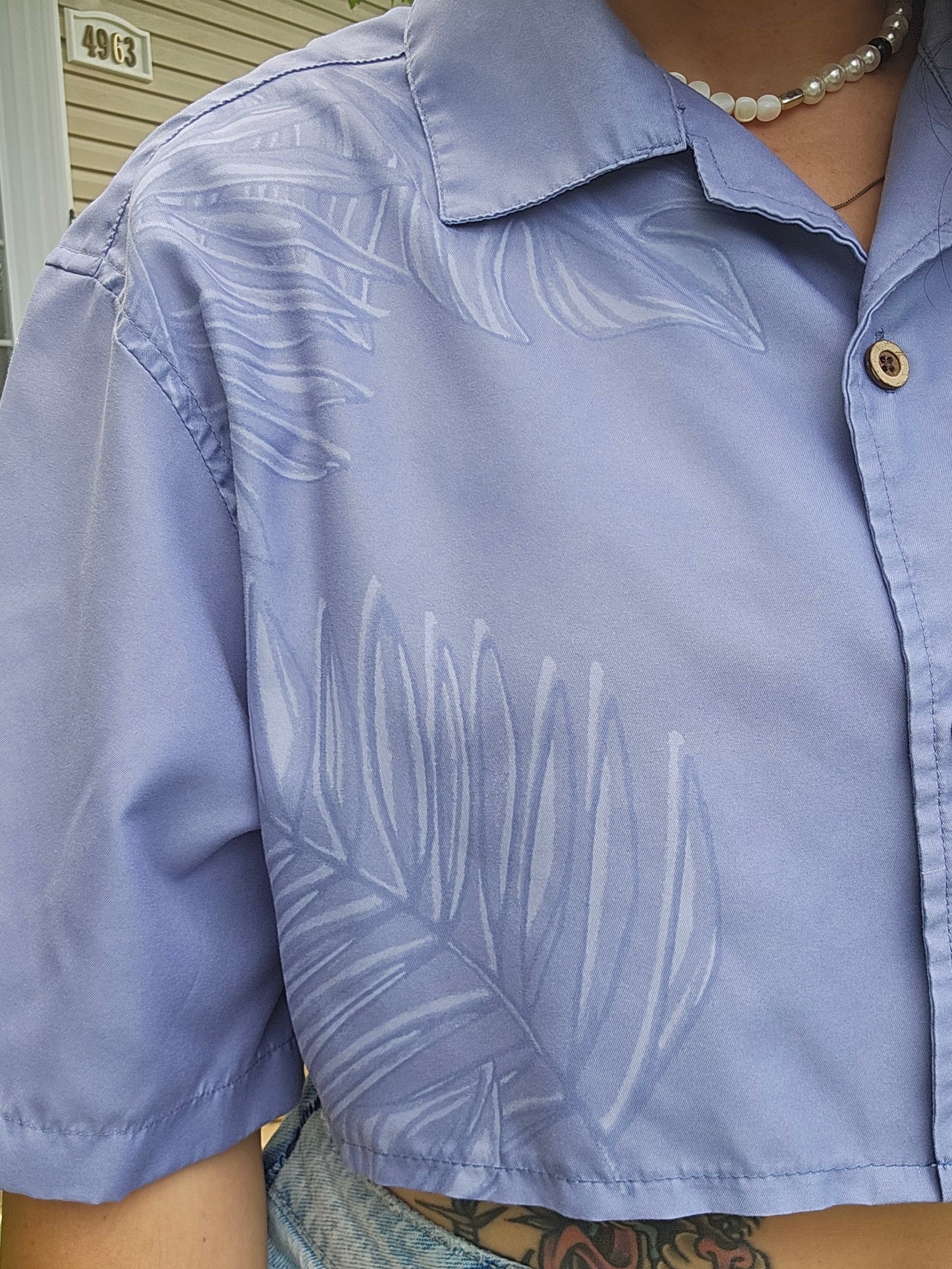 CHEMISIER BLUE PALM