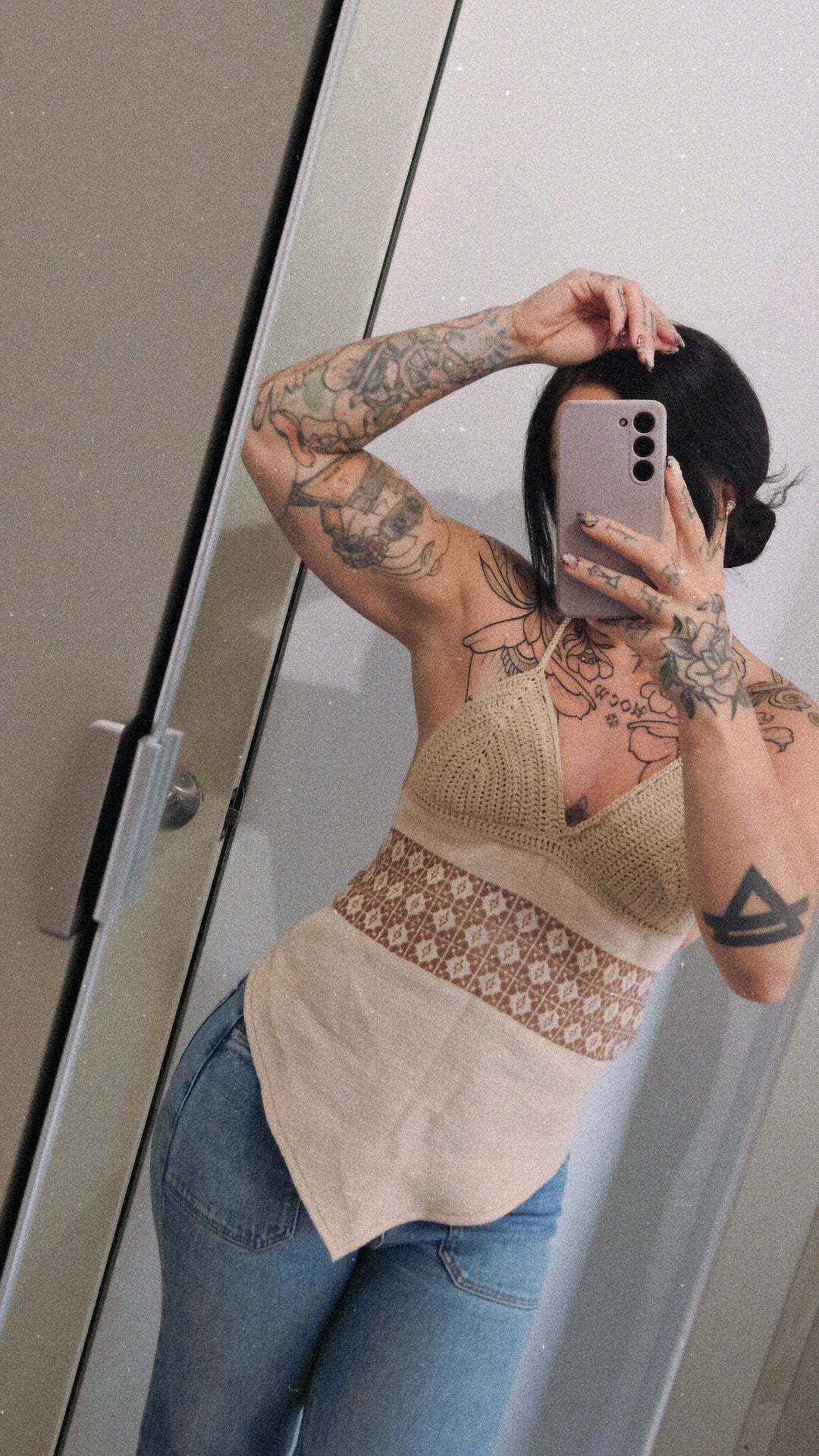Camisole crochet beige