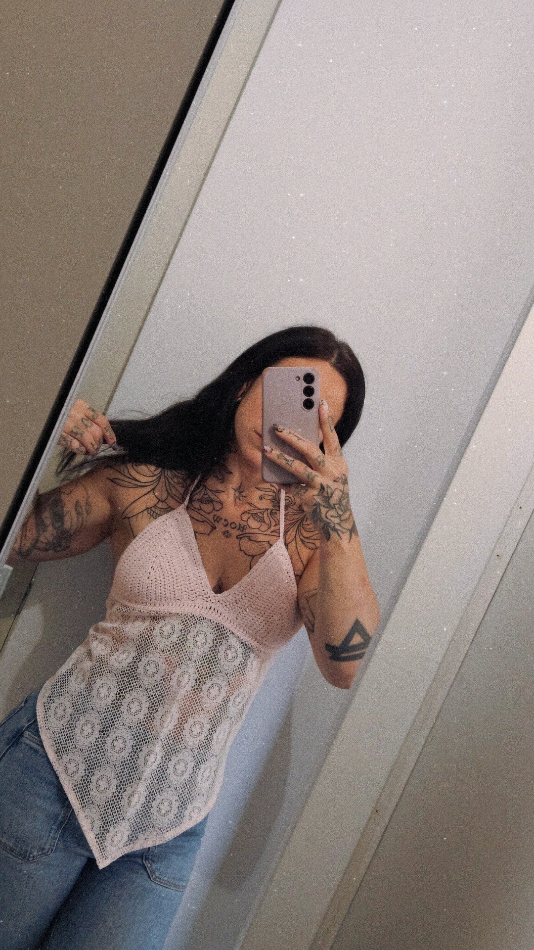 Camisole crochet rose